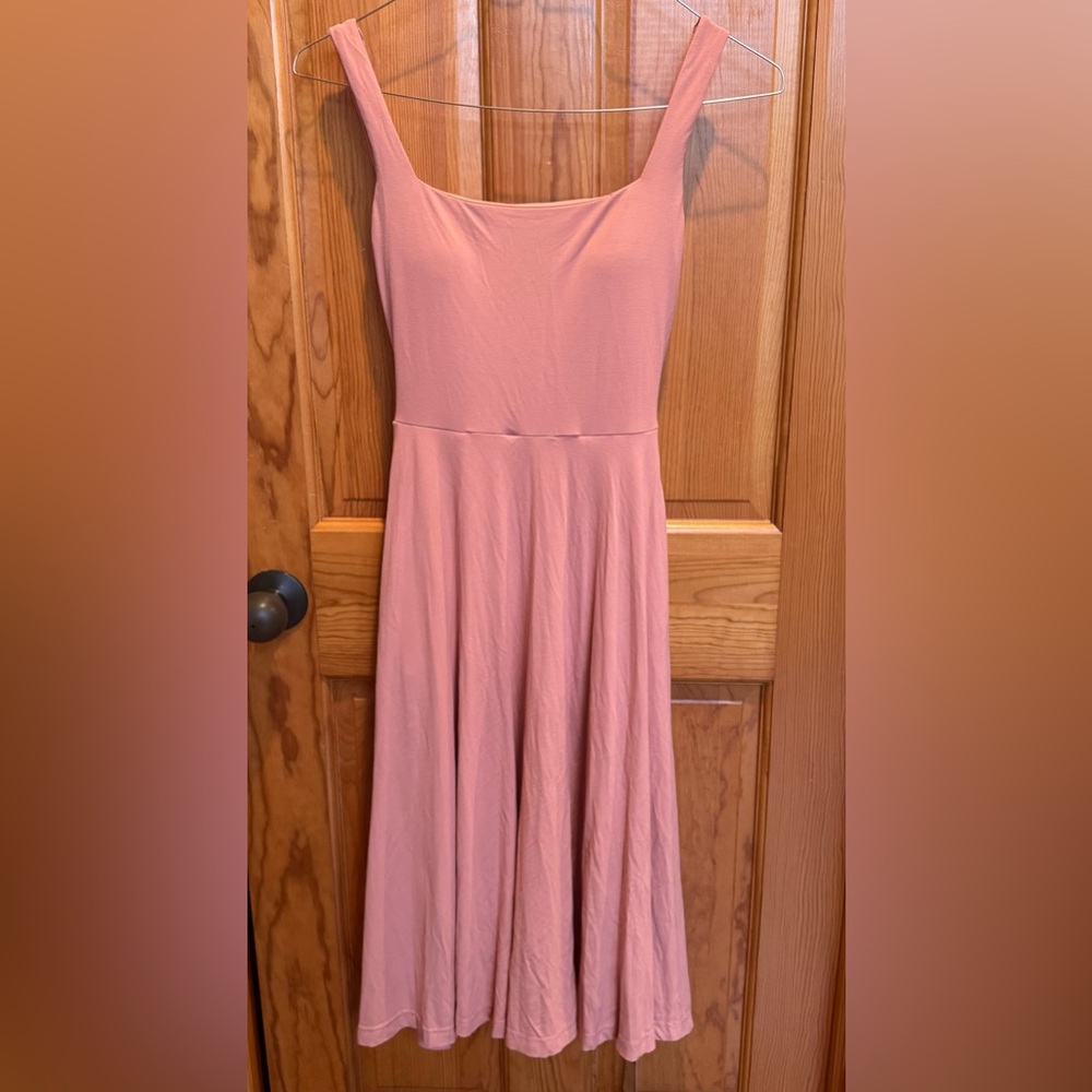 OGL Dusty Rose Midi Scoop Neck A-Line Dress NWT